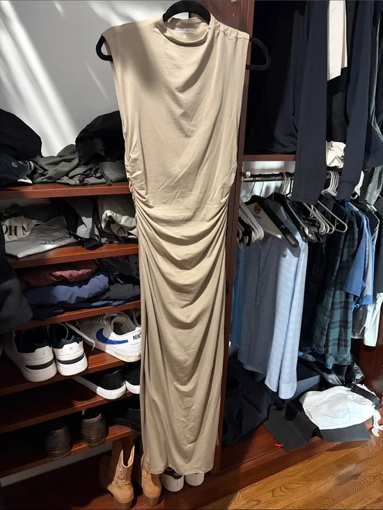 Abercrombie & Fitch Neutral Beige Modal-Blend dress with slit