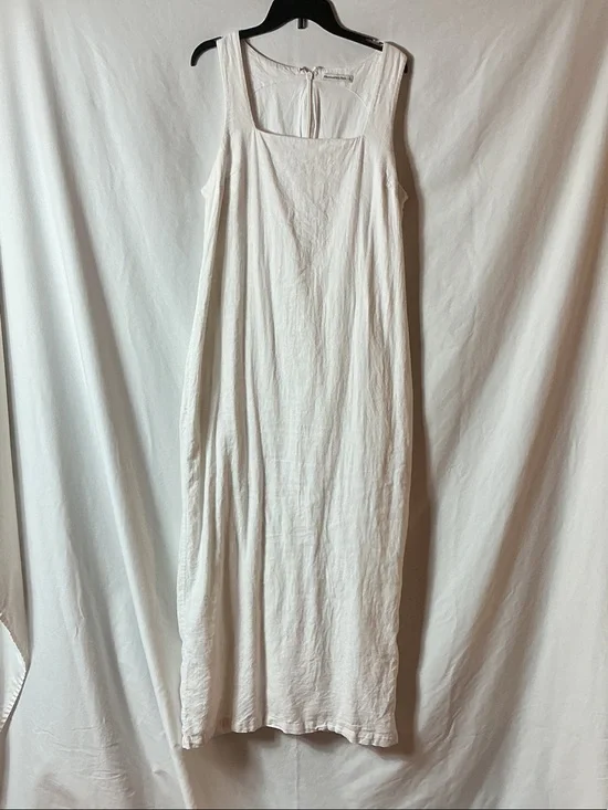 Abercrombie & Fitch White Square-Neck Linen Maxi Dress