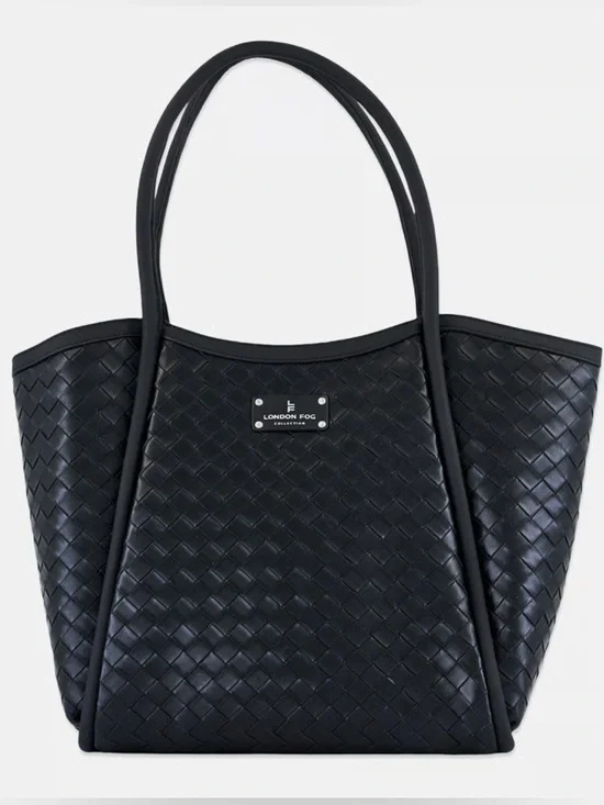 London Fog Black Woven Tote