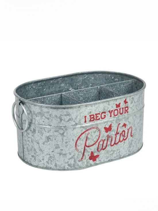 Dolly Parton Galvanized Metal Utensil Holder 'I Beg Your Parton'