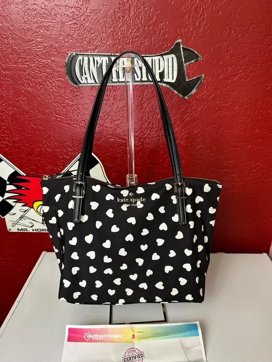 kate spade Black and White Heart-Print Tote