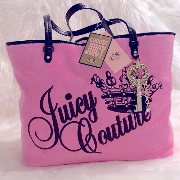 Juicy Couture Large Pink Bubblegum Velour Tote