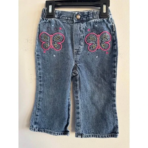 Vintage Y2K OshKosh B'gosh 18-24 months Toddler Girls Embroidered Butterfly Jean