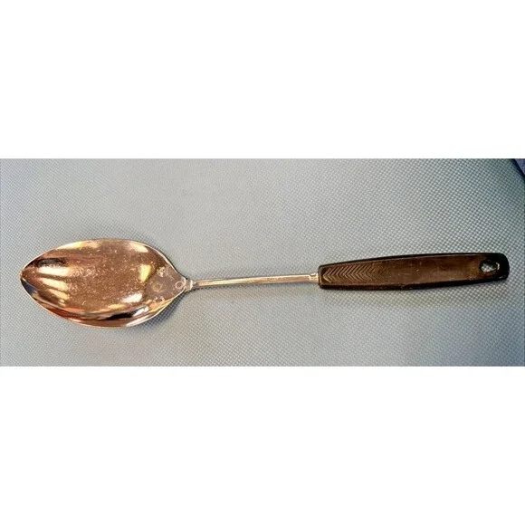 VTG Foley Stainless Chrome Plated Serving Spoon Black Handle Kitchen Utensil USA