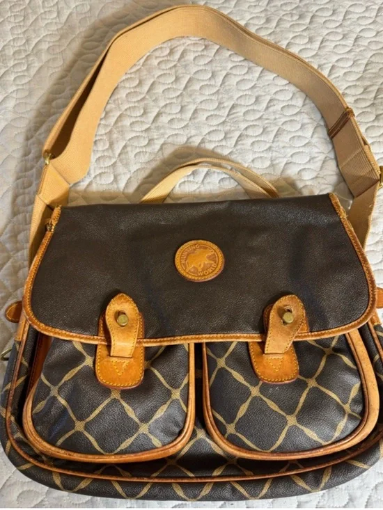 Hunting World Vintage Shoulder Bag Messenger Canvas Leather Khaki
