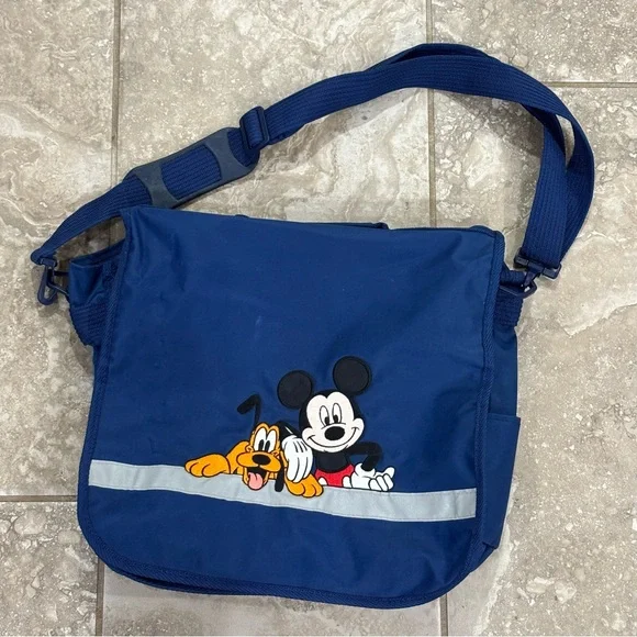 Disney Store Mickey And Pluto Back Pack Shoulder Computer School Bag Embrodered‎