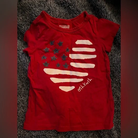 OshKosh B'gosh Red Short-Sleeve Heart Flag Tee