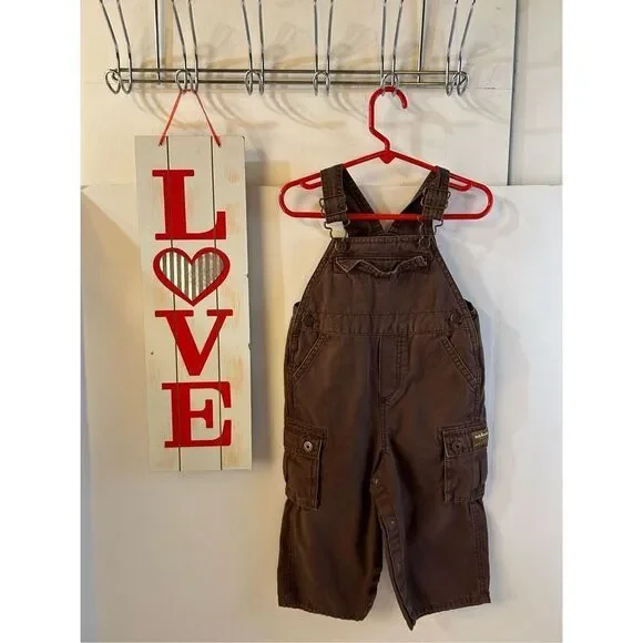 Oshkosh brown overalls 18m rn#96367 snaps‎