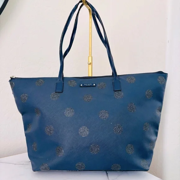 Kate Spade Blue Tote‎ with Polka Dot Pattern