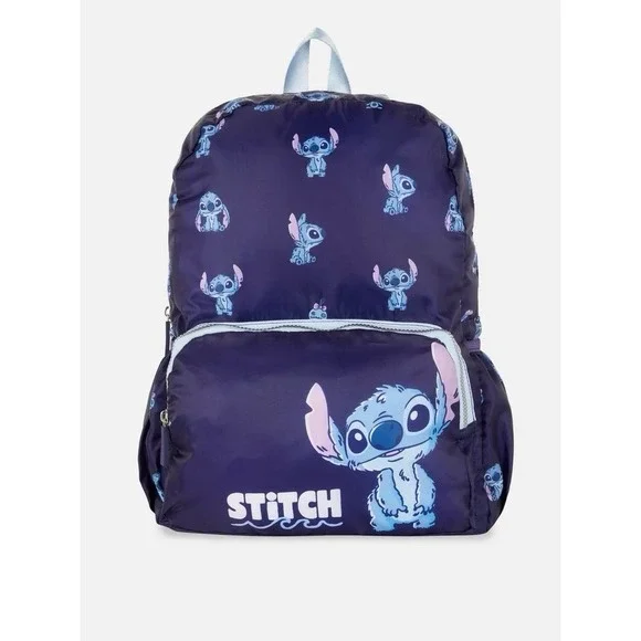 Disney Lilo And Stitch Blue Fold Up Backpack Primark Stitch‎ Travel Bag