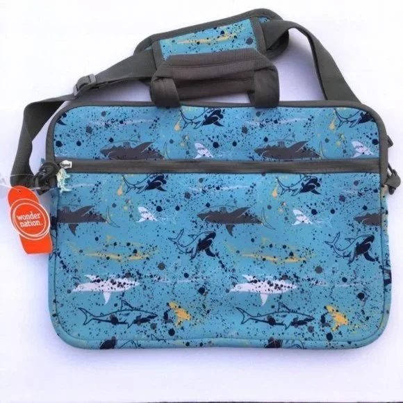 Shark Print Laptop Case Bag New