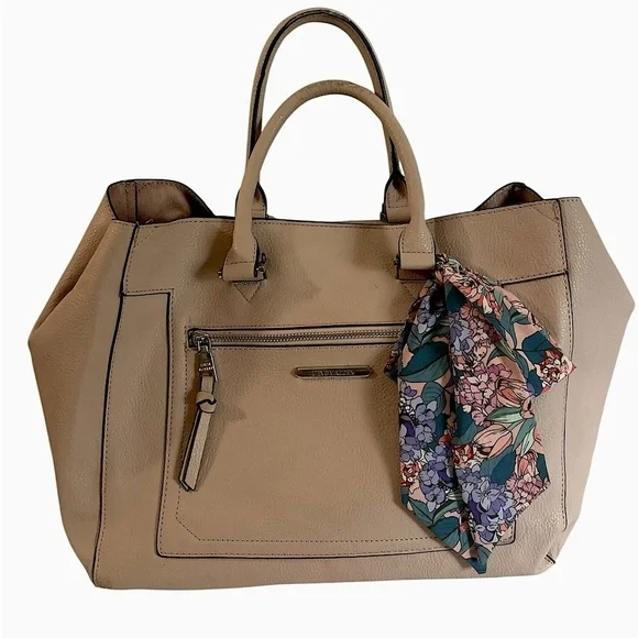 Steve Madden Blush Tote Bag + Floral Scarf + Removable Inner Bag
