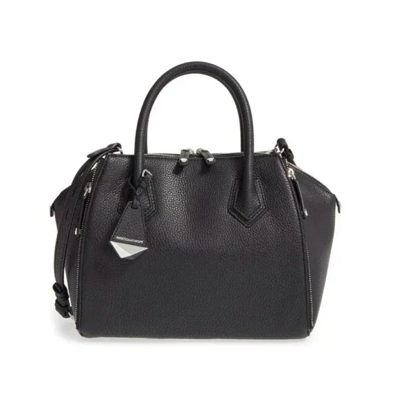 Rebecca Minkoff Black Pebbled Leather Perry Satchel Tote