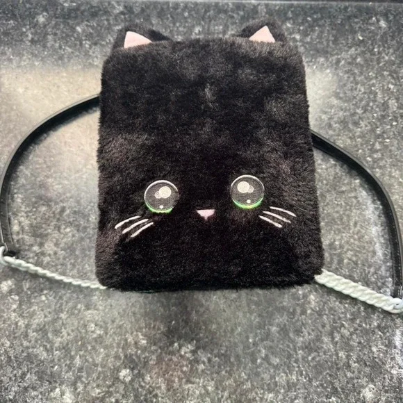 Na Na Na Surprise Kids Black Furry Cat Backpack Storage Box Cutesy Animated Cat