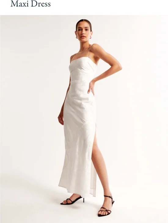 The A&F Julia Slip Satin Jacquard Maxi Dress