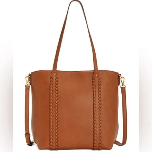 Style & Co. Brown Braided Leather Tote Shoulder Bag