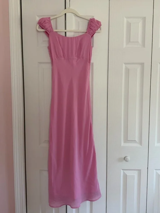 Abercrombie & Fitch Pink Ruched-Strap Maxi Dress