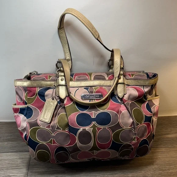 Coach Pink and Gold Signature Tote Bag