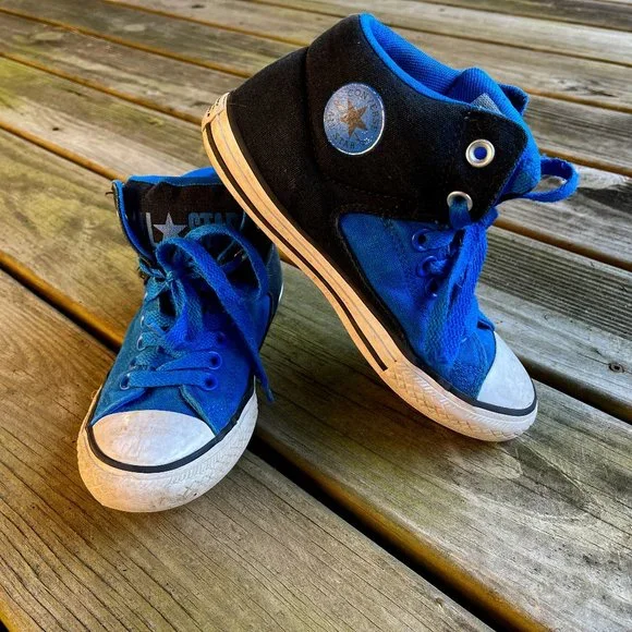 Converse Chuck Taylor All Star Street Mid Blue Black Kids Size 2Y