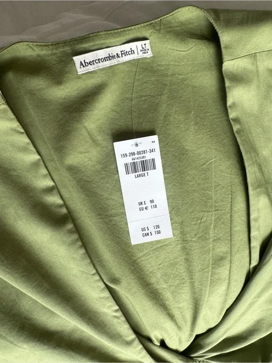 Abercrombie & Fitch NWT Twist Front Maxi Dress Olive Green Large Tall