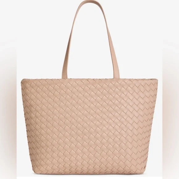 Chic Tan Woven Tote Bag