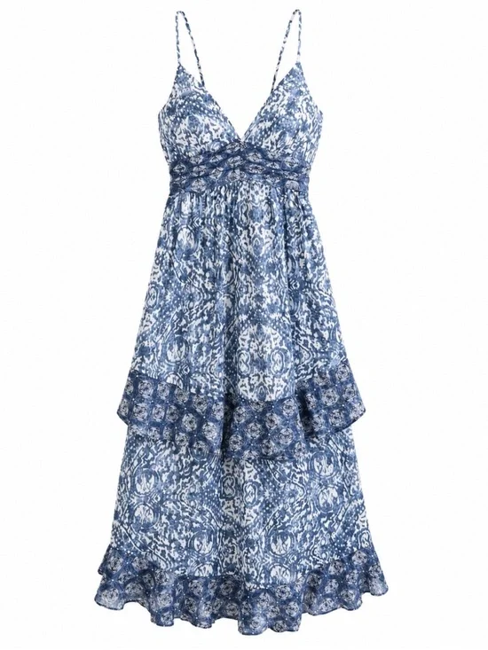 Abercrombie & Fitch Blue and White Printed Maxi Dress