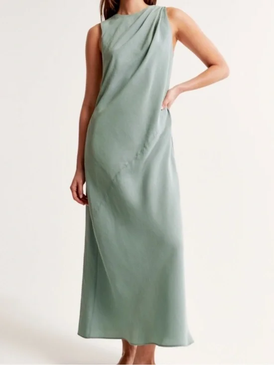 Abercrombie & Fitch Sleeveless Sage Green Maxi Dress