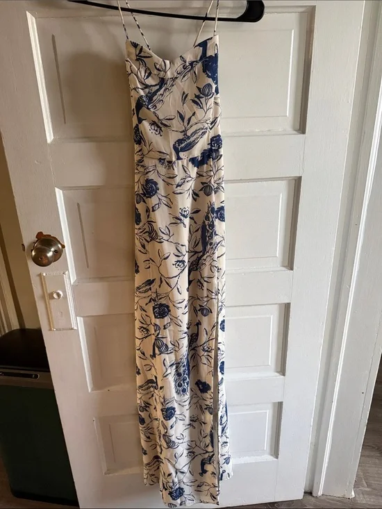 Abercrombie & Fitch Cream Maxi Dress with Blue Floral Print