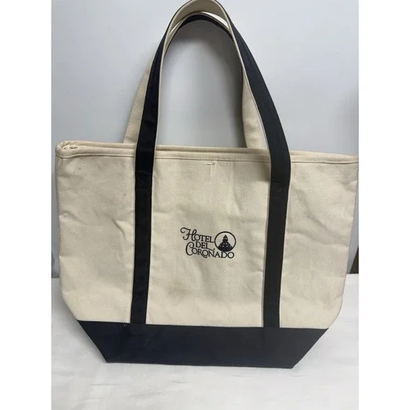 Hotel Del Coronado Canvas Tote Bag Navy‎ Ivory Large 15