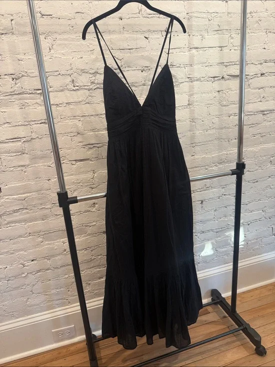 Abercrombie & Fitch Black V‑Neck Spaghetti Strap Maxi Dress