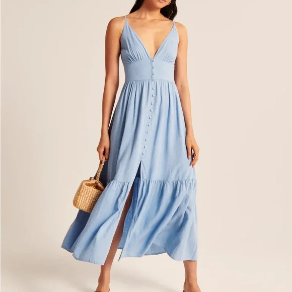 Abercrombie & Fitch Light Blue Maxi Dress