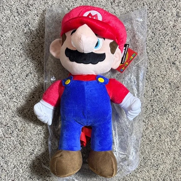 Nintendo Super Mario Plush Backpack Back Pack - Red & Blue 19” NWT