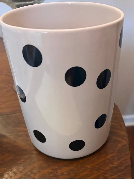 Kate Spade New York Deco Dot Black and White Utensil Holder Crock