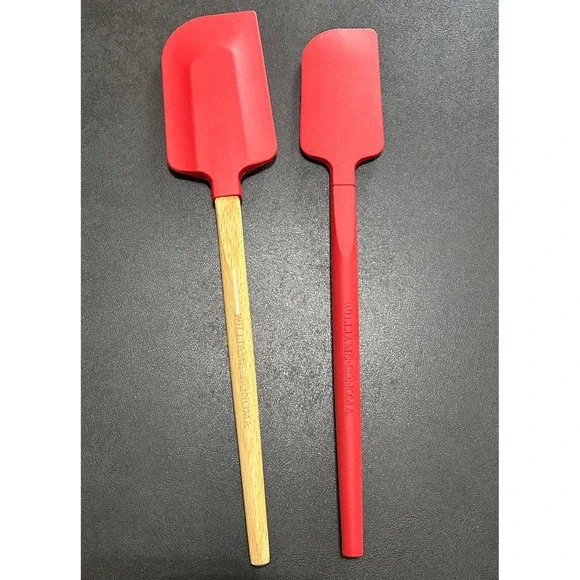 Williams Sonoma Spatula SET Red Silicone & Wood‎ 2pc Luxury Kitchen Tools