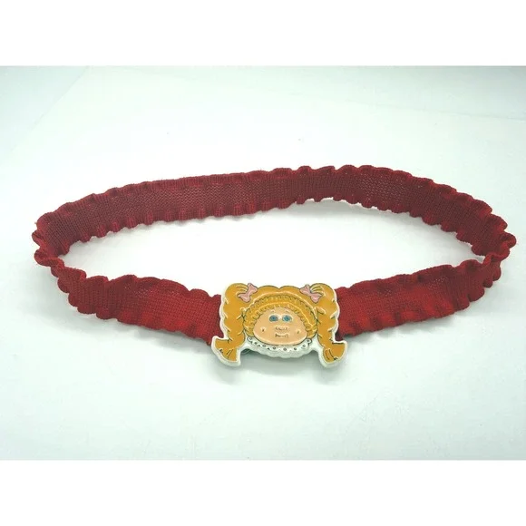 Vintage 1984 Cabbage Patch Kids Red Fashion Belt Character Buckle Pigtails 80s