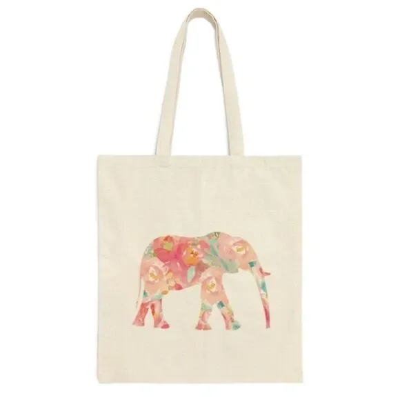 Floral Elephant 🐘 Canvas Tote