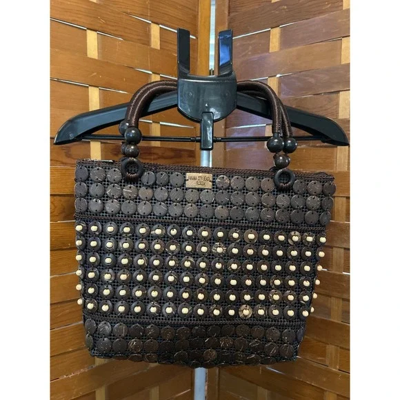 Panama City Beach Florida‎ Coconut Shell Beaded Tote Bag Beach Vacation