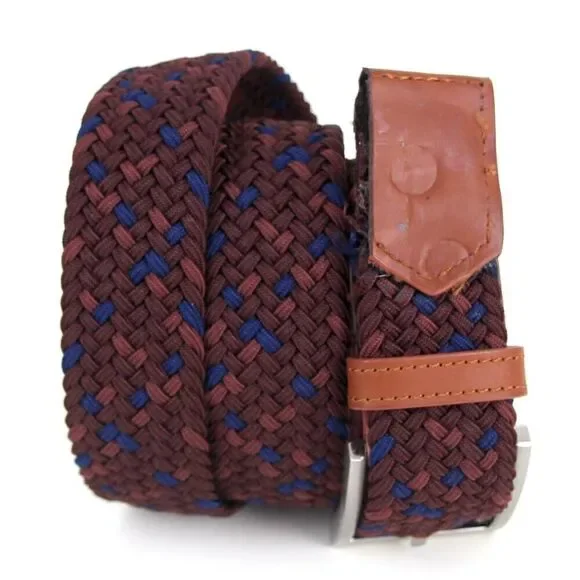 Gentlemen's Hardware BROWN LEATHER MULTICOLOR ELASTIC CORD MEN'S BELT 30-40 (B54