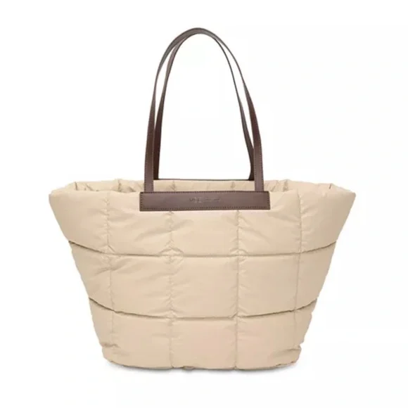 VEE Collective Elegant Cream Tote Bag with Brown Accents
