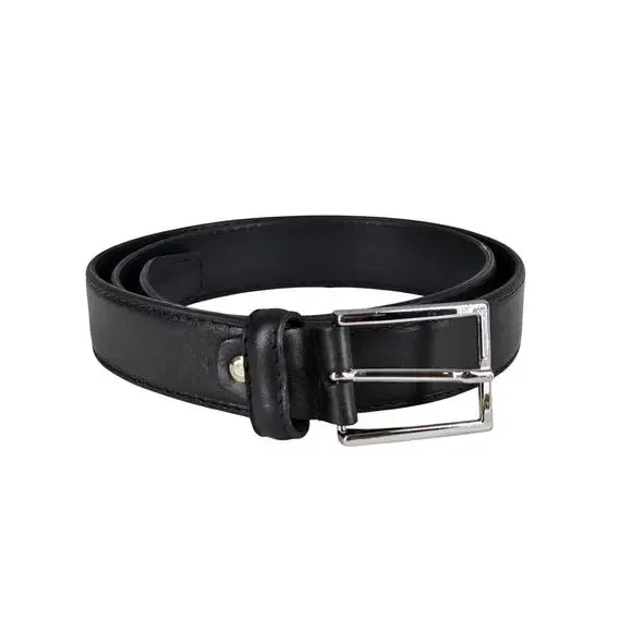 VERA PELLE BLACK LEATHER BELT — HANDMADE IN ITALY • CHROME BUCKLE •  STYLE 035/1