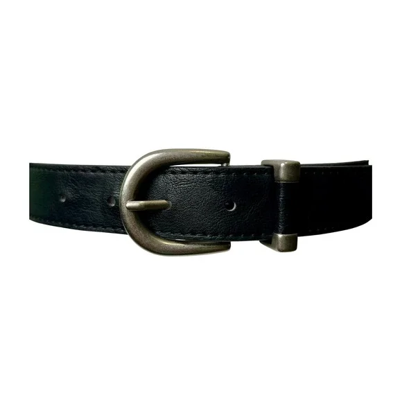 Relic Mens Black Faux Leather Belt Silver Horseshoe Buckle Size Large 100206