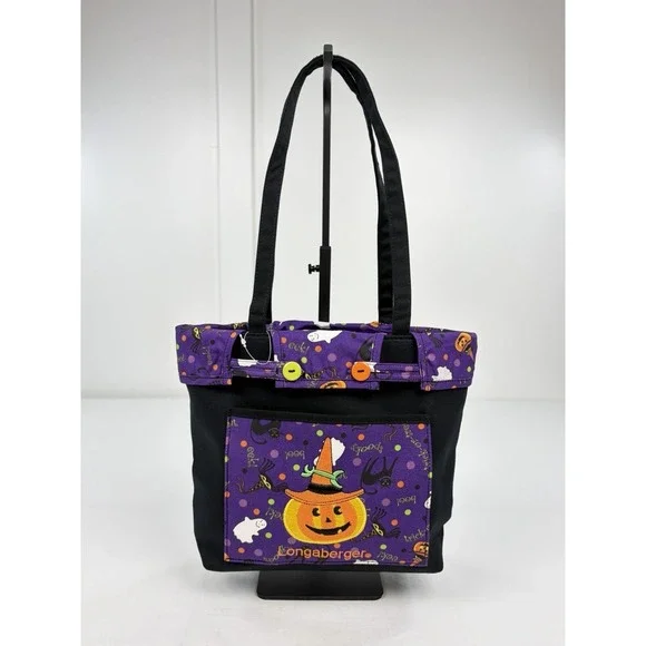 Vintage Longaberger Happy Halloween Small Shopper Tote Bag New Purple Pumpkin