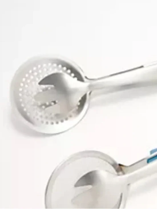 Henning Lee Strainer tongs Steel Serving Tongs with Blue Grip