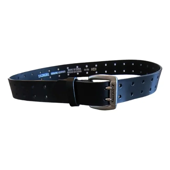 Dickies Leather Belt Men's Size 34 Dark Brown /Black Perforated Belt Adjustable