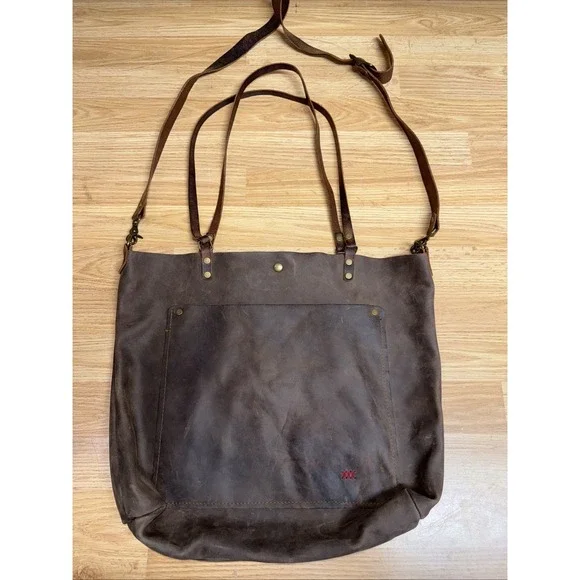 In Blue Handmade Soft Brown  Leather Tote Bag