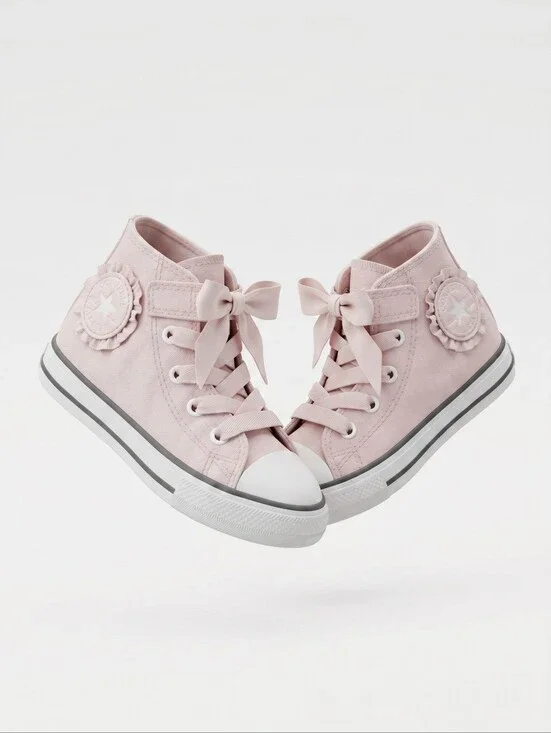 Converse Kids Light Pink High-Top Sneakers with Bow