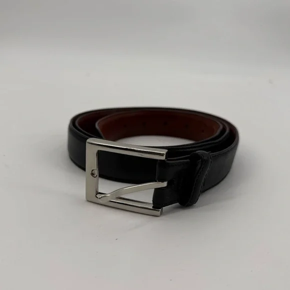Aniline Kipskin Shoulders Black Leather Belt Mens Classic Size 40