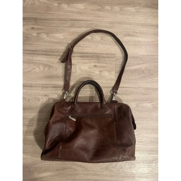 Vintage Leather J Jill Brown Satchel Large Tote Computer Bag Purse Teachercore