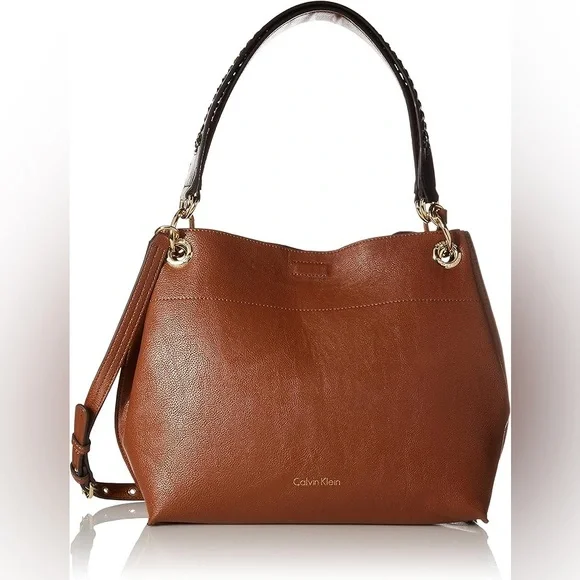 Calvin Klein brown tote purse double strap shoulder bag or crossbody wristlet