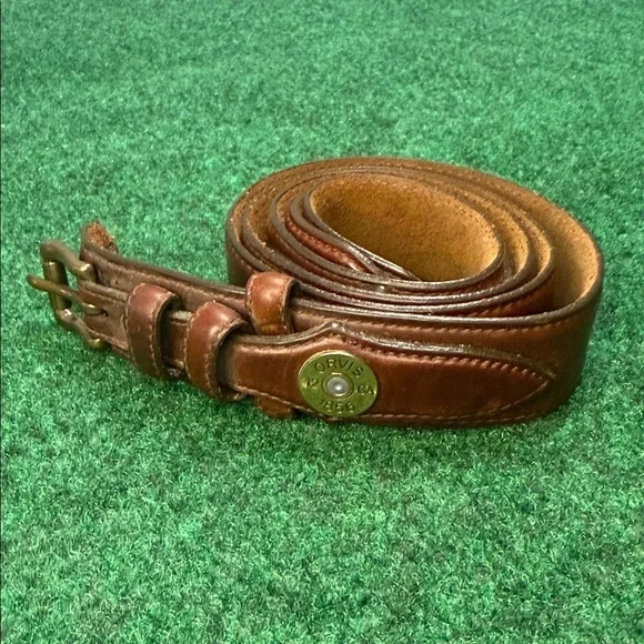 Orvis 12-Gauge Shotgun Brown Leather Belt (Brass Buckle / Size 42)